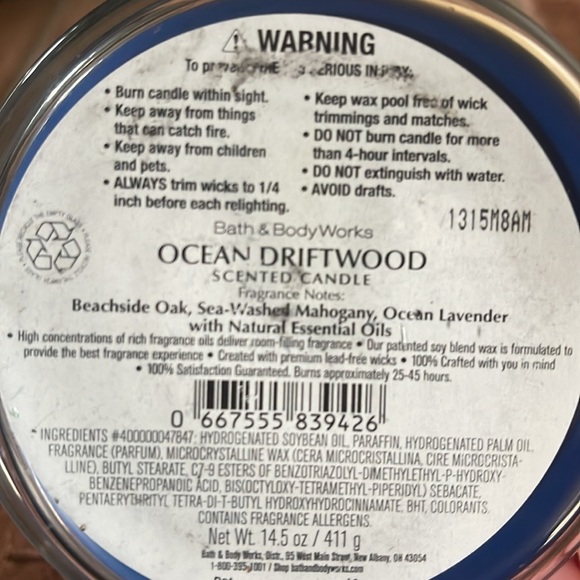 NEW Bath & Body Works Ocean Driftwood 3 Wick Jar Candle - Picture 3 of 3